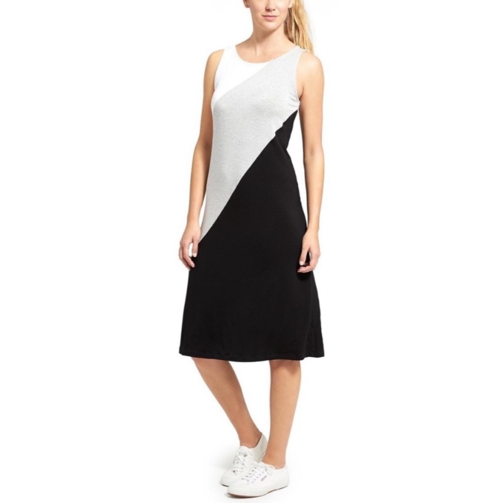 Athleta | Rayon Stretch Diagonal Colorblock Sleeveless Midi Dress (XS)